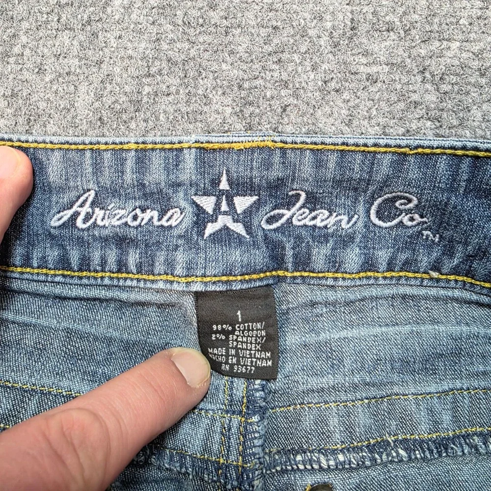 Vtg Y2K Arizona Jean Co Women's Low Rise Flare Jeans Size‎ 1 Distressed Crop - Picture 5 of 7